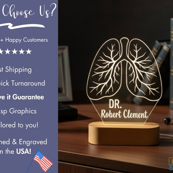 Pulmonology Custom Night Light • Doctor Lamp Gift • Pulmonologist Gift - Picture 4 of 8